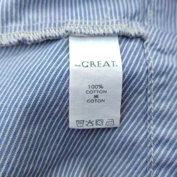 THE GREAT. Blue Railroad-Stripe Swing Jacket Utility Jacket - Picture 10 of 12